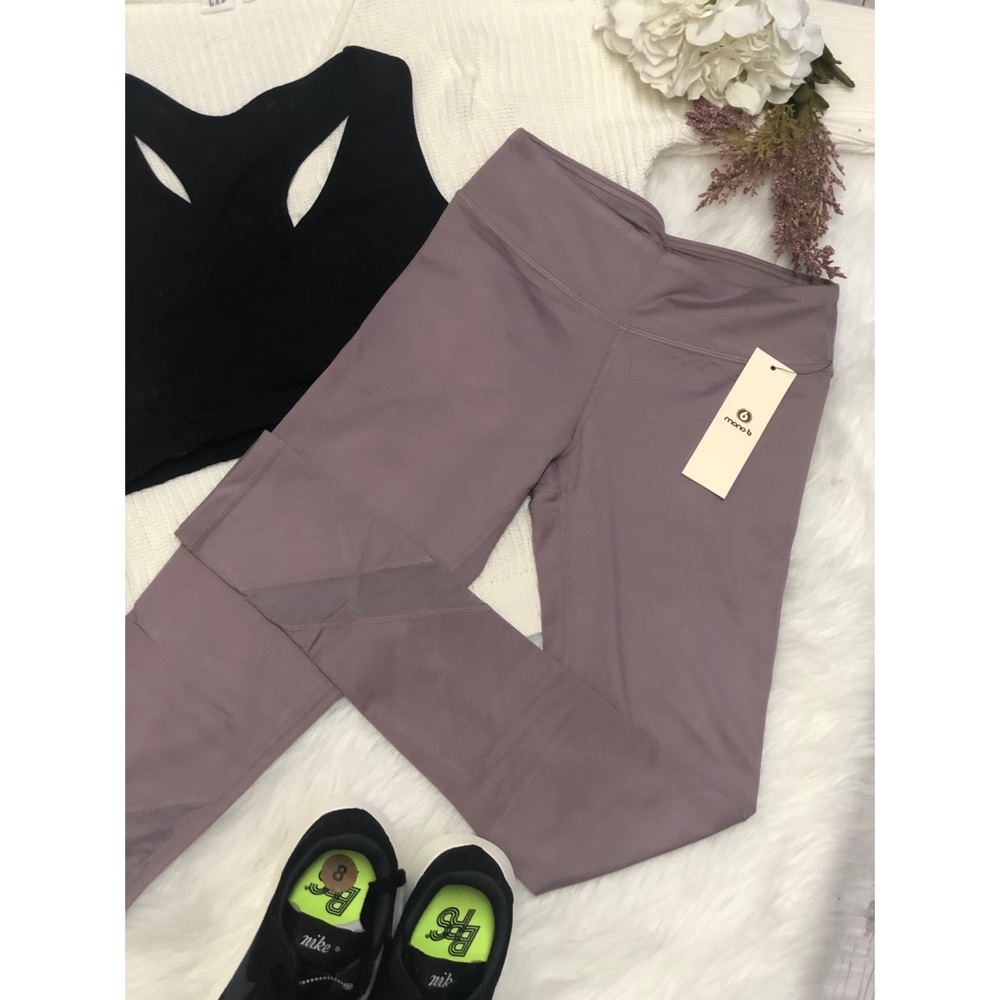 Mauve violet full-length athletic casual leggings - Picture 8 of 8